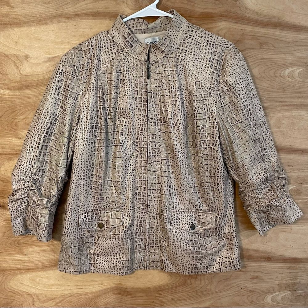 CHICO'S Jacket Sz.2 (M) Snakeskin Print Jacket